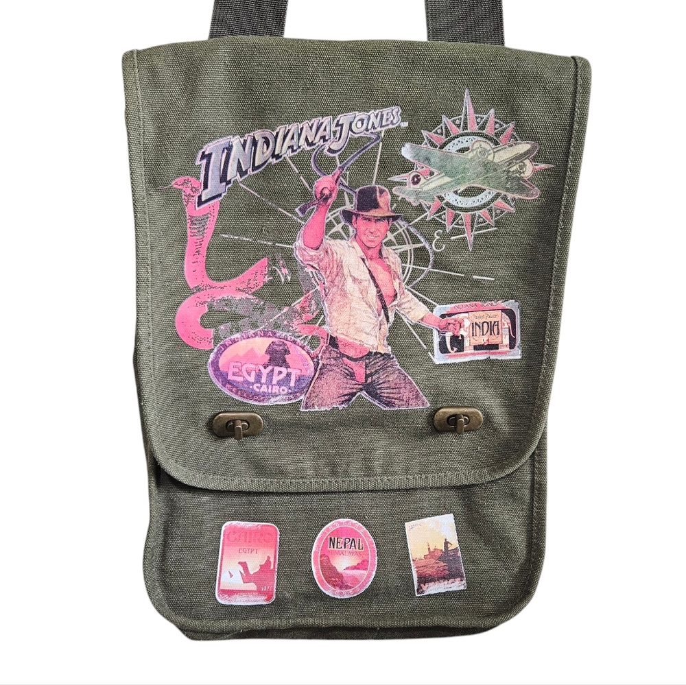 Vintage Disney Parks Indiana Jones Canvas Messenger Bag Extremely Rare